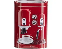 Boîte de rangement pour Café Excellent Houseware - métal - imprimé rétro rouge - 13 x 8 x 19 cm - tasses / grains / café filtre