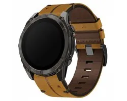 Bracelet en cuir - cuir de veau - compatible avec Garmin Fenix 3 / 5X (Plus) / 6X (Pro) / 7X (Pro) / 8 (51 mm) / Tactix (7) / Descent Mk 51 mm / Instinct 2x / 3 - 50 mm / D2 / Epix Pro 2 (51 mm) - marron