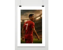 Cristiano Ronaldo Poster - Voetbal Posters - Sport - Celeb - Stadion - Passe-Partouts Effect - Wanddecoratie Woonkamer - 180 gram papier - BL6719WV - Formaat 70 x 100cm