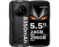 DOOGEE Fire 3 Ultra 4G - Smartphone - Robuuste Smartphone - 24 GB RAM+256 GB ROM/2 TB TF - 5,5 inch HD - Android 15 - 8350mAh - Unisoc T7200 - NFC - Face ID - Vingerafdrukscanner - Grijs