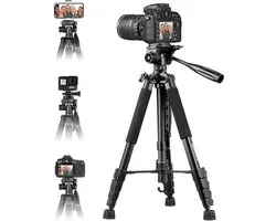 SVGCommerce - Trépied d'appareil photo - Support de téléphone portable - Réglable jusqu'à 188 cm - Noir - Compatible - Idéal pour la photographie et le vlogging