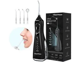 Hydropulseur Visioware® – Jet dentaire sans fil – 5 modes de nettoyage – Réservoir de 300 ml – Rechargeable par USB-C – Étanchéité IPX7 – Pour des gencives saines et des dents propres – Zwart