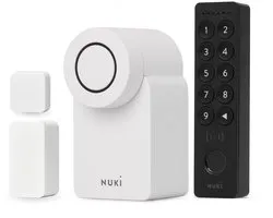 Nuki Smart Lock Go – Incl. Keypad 2 NFC & Door Sensor - Slim Deurslot met Bluetooth & Matter – Sleutelloos, Auto Unlock & Auto Lock – Werkt met Google Home, Alexa & Apple Home – Wit