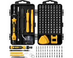 BOTC Precisie Schroevendraaierset Magnetisch - 122 Delige - Gereedschapset- Schroevendraaiers klein - Geel