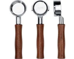 Bodemloze Portafilter 57 mm voor Lelit Anna en Anita met Walnoothouten Handvat