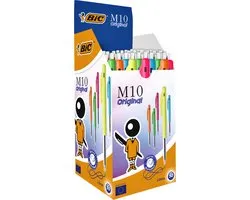 BIC M10 balpen Clic Colors - doos van 50 stuks - schrijfkleur blauw - medium punt (1.0 mm)