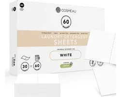 Cosmeau Witte Was Wasmiddel Wasstrips 60 Wasbeurten Wasvellen Wasdoekjes Detergent Sheets Wasdoekjes - Biologisch Afbreekbaar
