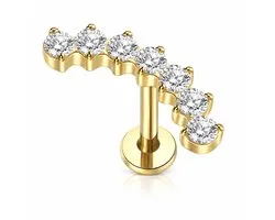 Piercing d'oreille Maevi® - Couleur : Or - Taille : 12 x 6 MM - Titane - Tragus / Cartilage / Helix / Conque - Piercing d'oreille - Bijou de piercing - Haute qualité - Piercing labret - Bijou de Luxe - Boucles d'oreilles