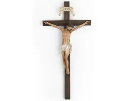 BC Crucifix catholique, croix murale, Jésus-Christ, décoration murale pour autel, cadeau religieux, 25,4 cm de haut, sculpture renaissance faite à la main par Buildclassic (Version entièrement colorée)