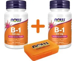 NOW Foods - Vitamine B-1 100mg (200 tabletten) - met Pill box