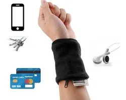 Zweetband met rits - Fietsen - Hardlopen - Fitnessen - Boksen / Kickboksen - Reizen - Activiteiten - wintersport - Sporten, (pols portemonnee)
