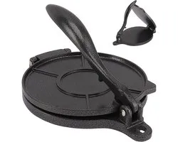 Tortillapers - tortilla pers - Roti Maker – Persgereedschap – Pannenkoekenmaker – Maïstortillamaker – Platbroodpers – 16 cm – Zwart