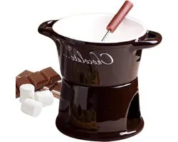 Ceramic Fondue Set - Small Butter Melting Cup, Mini Cheese Warmer Bowl, Personal Chocolate Dipping Mug, Heatproof Porcelain, Elegant Serving Pot, Easy Clean Glazed | With Metal Fork Tool for Date Nigh
