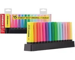 Surligneurs STABILO BOSS ORIGINAL - DESKSET 9 FLUO COLORS + 6 PASTEL COLORS