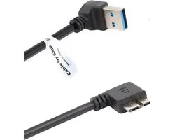 OneOne 0,24m Micro USB 3.0 kabel. Haaks neer en haaks rechts. Micro USB B datakabel past op Externe harde schijf van Seagate, LaCie, Toshiba, Verbatim, Transcend, Adata, Buffalo, WD Elements / Western Digital