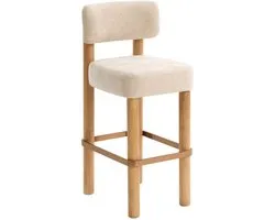 Tabouret de bar Noali carré H.104,5cm beige