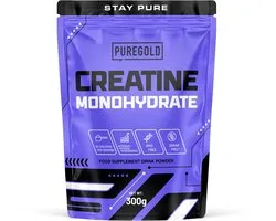 Pure Gold Creatine Monohydraat Poeder - 300 gram - Naturel & Smaakloos - 100% Creatine Monohydrate Supplement - Pre Workout - 60 Porties