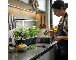 Lumegro Hydrocultuur Kweeksysteem Kitchin Extra set compleet. Smart Garden intelligente binnentuin moestuin, compleet met 15 soorten kruidenzaden.