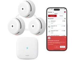 X-Sense Link+ Pro Slimme Rookmelder bundel - 3 XS01-M Rookmelders en SBS50 Base Station - Werkt via app - WiFi gateway - Draadloos RF koppelbaar - Brandalarm - Smart home