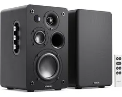MAJORITY D100X Enceintes, Bluetooth 5.3, 100W, haut-parleur triple fibre de carbone, enceinte PC, enceinte active, HDMI ARC, enceinte d'étagère avec RCA, optique, phono et AUX (noir)