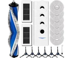 Kit d'accessoires adapté pour aspirateur robot Ecovacs Deebot X5 Omni/ X5 Pro avec 1 brosse rotative, 2 filtres HEPA, 6 serpillères, 4 sacs à poussière, 6 brosses latérales, 1 brosse de nettoyage, pièces de rechange pour balayeuse