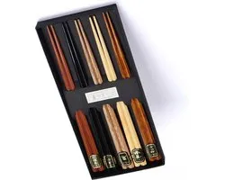 CHPN - Chopsticks - Eetstokjes - Houten chop sticks - Bestek - 5 paar - Eetstokjes - Japanse eetstokjes. - Sushi - Etentje - Sashimi - Eten - Aziatisch