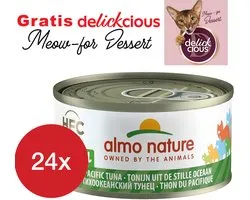 Almo Nature tonijn uit de stille oceaan 24 x 70 gram met GRATIS Delickcious dessert
