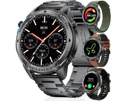 Montre Connectée Synyq GPS Pro pour Hommes – 51mm – Écran AMOLED – 3 Bracelets Inclus – Étanche 5ATM – Fonction Appel – 170+ Modes Sportifs – GPS, Cardio, Sommeil, SpO2 – Compatible iOS & Android