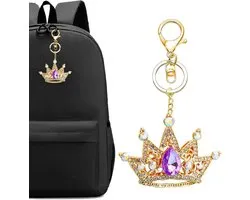 Crown Car Keychain, Elegant Keychain, Bling Jewelry Accessory with Clasp, Sparkling Wallet Charm, Metal Art Keychain, Rhinestone Keychain for Handbag