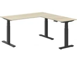 Elektrisch verstelbare zit-sta hoek opstelling Teez breed 180CM diep 160CM bladkleur Robson Eiken framekleur Wit (RAL9010) | NEN-EN527|TÜV Rheinland | Rechts