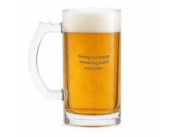 Seeing you happy warms my heart every time bierglas transparant - 470 ml - Liefde - Familie vrienden - bierpul - Cadeau - bierglazen - oktoberfest