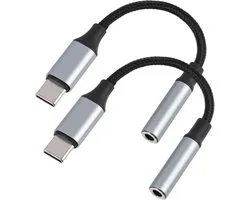 USB-C naar 3.5 mm Jack Adapter - 2 Stuks, HiFi Audio Headphone Adapter voor Smartphone, Geschikt voor Muziek, Bellen en Streaming, Compact en Draagbaar