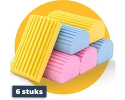 Pasper Damp Duster Spons - 6 stuks - 12x 6 x 4 cm geel - Schoonmaaksponzen