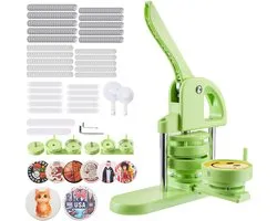 VEVOR Button Machine Button Making Machine 58/75mm 200 Button Parts Pinmaker Groen
