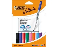Marqueurs pour tableaux blancs BIC Velleda 1741 pour tableaux blancs effaçables à sec avec pointe biseautée fine - Couleurs Diverse - Lot de 8