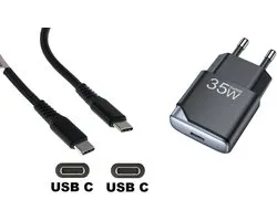 OneOne 35W snellader + 1,2m sterke USB C naar C kabel. GAN lader. PD PPS oplader adapter past op JBL Go 3, Go 4, Free 2, Flip 5 / 6, Charge 4 / 5, Tour One / One M2 / One Pro 2 / One Pro plus, Extreme 3 / 4