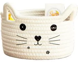 Cotton Fabric Storage Basket, Cotton Cat Storage Box, Laundry Basket, Braided Children's Cat Suitable for Storing - ShopVlot