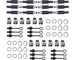 5.5mm x 2.5mm DC mount socket met 12 DC holle plugs en soldeeraansluiting, inclusief rubberen beschermkleppen voor audio, video en mobiele apparaten