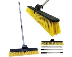 TDBS The Dustpan and Brush Store Bezem voor buiten, 61 cm, groot, stijve synthetische borstelharen, met metalen - ShopVlot