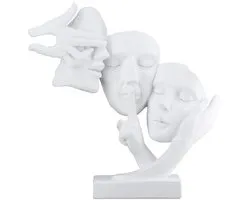 Sculpture - Visages - Entendre voir et se taire - Wit - Polyresin - Image