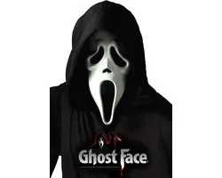 Fun World Ghostface Masker met Capuchon Scream Masker Halloween Masker voor bij Halloween Kostuum Volwassenen voor bij Scream Kostuum - Officiële Licentie - Masker met Capuchon - Wit