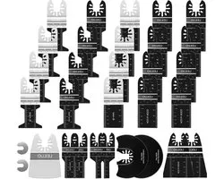31 Pack Multitool Blades - Oscillerende Tool Blades Kit voor het Zagen van Hout, Metaal en Kunststoffen - Past op Dewalt, Rockwell, Milwaukee, Makita, Silverline, Black & Decker, Einhell