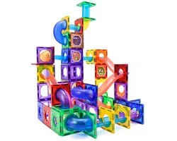 Magna Minds - Magnetic Tiles - Knikkerbaan - 125 stuks - Magnetisch Speelgoed - Constructie speelgoed - Magnetische tegels - Montessori speelgoed - Magnetic toys - Magnetische bouwstenen - Speelgoed Kinderen