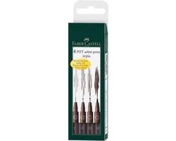 Faber Castell tekenstift - fineliners - Pitt Artist Pen - sepia - 4-delig - FC-167101