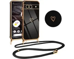 Vauki Mobile Phone Case Lanyard Compatible with Google Pixel 7a, Phone Case with Chain Heart Design, Ultra Thin - ShopVlot
