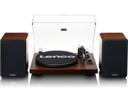 LENCO LS-600WA - Platenspeler met ingebouwde versterker en Bluetooth® plus 2 externe speakers - Walnut