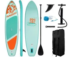 FUNWATER SUPFW28C – Opblaasbare SUP plank 350x86x15 cm – extra breed & stabiel – max 180 kg – geschikt voor volwassene + kind