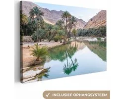 Tableau sur toile 140x90 cm - Décoration murale oasis de Wadi Bani Khalid à Oman - Décoration murale salon - Décoration chambre - Accessoires chambre - Peintures