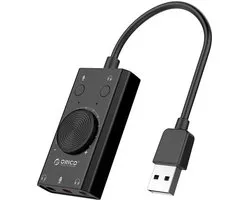 Orico USB-A - Adaptateur audio casque OMTP 3x Jack 3,5 mm avec contrôle du volume / noir - 0 mètres