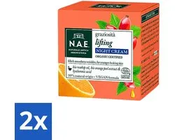 2 x N.A.E. Graziosita Lifting Nachtcrème - Vegan & Biologisch - Hydraterend & Verjongend effect - 50ml - Nachtcreme - Anti-rimpel - Hydraterende Creme - Vegan Creme - Biologische Creme